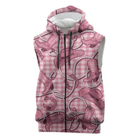 Pink Hawaii Palaka Cowboy Sleeveless Zip Hoodie Hawaiian Paniolo Festival Spirit LT19 Pink - Polynesian Pride