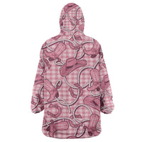 Pink Hawaii Palaka Cowboy Wearable Blanket Hoodie Hawaiian Paniolo Festival Spirit LT19 - Polynesian Pride