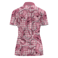 Pink Hawaii Palaka Cowboy Women Polo Shirt Hawaiian Paniolo Festival Spirit LT19 - Polynesian Pride