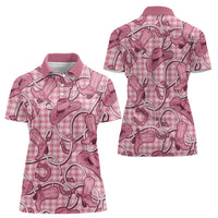 Pink Hawaii Palaka Cowboy Women Polo Shirt Hawaiian Paniolo Festival Spirit LT19 - Polynesian Pride