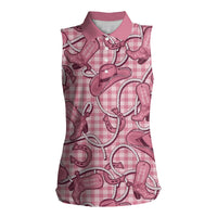 Pink Hawaii Palaka Cowboy Women Sleeveless Polo Shirt Hawaiian Paniolo Festival Spirit LT19 Female Pink - Polynesian Pride