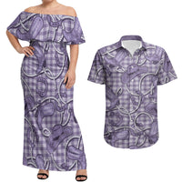 Purple Hawaii Palaka Cowboy Couples Matching Off Shoulder Maxi Dress and Hawaiian Shirt Hawaiian Paniolo Festival Spirit LT19 Purple - Polynesian Pride