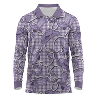 Purple Hawaii Palaka Cowboy Long Sleeve Polo Shirt Hawaiian Paniolo Festival Spirit LT19 Purple - Polynesian Pride