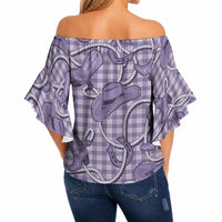 Purple Hawaii Palaka Cowboy Off Shoulder Wrap Waist Top Hawaiian Paniolo Festival Spirit LT19 - Polynesian Pride