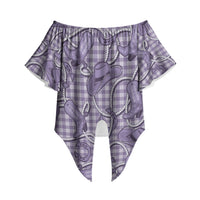 Purple Hawaii Palaka Cowboy Off Shoulder Wrap Waist Top Hawaiian Paniolo Festival Spirit LT19 - Polynesian Pride