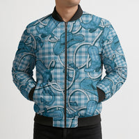 Blue Hawaii Palaka Cowboy Bomber Puffer Jacket Hawaiian Paniolo Festival Spirit LT19 - Polynesian Pride