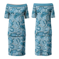 Blue Hawaii Palaka Cowboy Couples Matching Puletasi and Hawaiian Shirt Hawaiian Paniolo Festival Spirit LT19 - Polynesian Pride