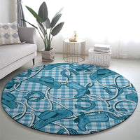 Blue Hawaii Palaka Cowboy Round Carpet Hawaiian Paniolo Festival Spirit LT19 - Polynesian Pride