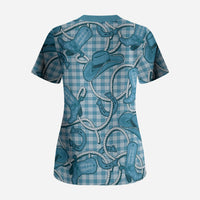 Blue Hawaii Palaka Cowboy Scrub Top Hawaiian Paniolo Festival Spirit LT19 - Polynesian Pride