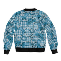 Blue Hawaii Palaka Cowboy Sleeve Zip Bomber Jacket Hawaiian Paniolo Festival Spirit LT19 - Polynesian Pride