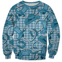 Blue Hawaii Palaka Cowboy Sweatshirt Hawaiian Paniolo Festival Spirit LT19 Unisex Blue - Polynesian Pride