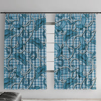 Blue Hawaii Palaka Cowboy Window Curtain Hawaiian Paniolo Festival Spirit LT19 With Hooks Blue - Polynesian Pride