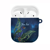 New Zealand Takahe Personalised AirPods Case Silver Fern Galaxy Polynesian Pattern