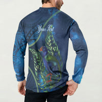 New Zealand Takahe Personalised Button Sweatshirt Silver Fern Galaxy Polynesian Pattern