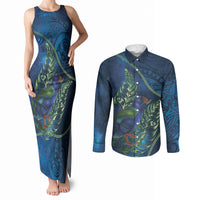 New Zealand Takahe Personalised Couples Matching Tank Maxi Dress and Long Sleeve Button Shirt Silver Fern Galaxy Polynesian Pattern LT22 Blue - Polynesian Pride