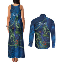 New Zealand Takahe Personalised Couples Matching Tank Maxi Dress and Long Sleeve Button Shirt Silver Fern Galaxy Polynesian Pattern LT22 - Polynesian Pride