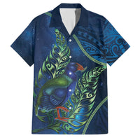 New Zealand Takahe Personalised Family Matching Long Sleeve Bodycon Dress and Hawaiian Shirt Silver Fern Galaxy Polynesian Pattern LT22 Dad's Shirt - Short Sleeve Blue - Polynesian Pride