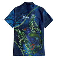 New Zealand Takahe Personalised Family Matching Long Sleeve Bodycon Dress and Hawaiian Shirt Silver Fern Galaxy Polynesian Pattern LT22 Dad's Shirt - Long Sleeve Blue - Polynesian Pride