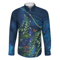 New Zealand Takahe Personalised Family Matching Long Sleeve Bodycon Dress and Hawaiian Shirt Silver Fern Galaxy Polynesian Pattern LT22 Daughter's Dress Blue - Polynesian Pride