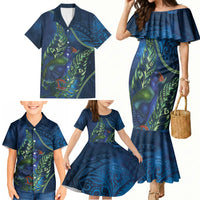 New Zealand Takahe Personalised Family Matching Mermaid Dress and Hawaiian Shirt Silver Fern Galaxy Polynesian Pattern LT22 - Polynesian Pride