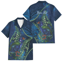 New Zealand Takahe Personalised Family Matching Mermaid Dress and Hawaiian Shirt Silver Fern Galaxy Polynesian Pattern LT22 Dad's Shirt - Short Sleeve Blue - Polynesian Pride