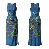 New Zealand Takahe Personalised Family Matching Tank Maxi Dress and Hawaiian Shirt Silver Fern Galaxy Polynesian Pattern LT22 Mom's Dress Blue - Polynesian Pride
