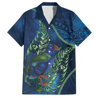 New Zealand Takahe Personalised Hawaiian Shirt Silver Fern Galaxy Polynesian Pattern LT22 Blue - Polynesian Pride