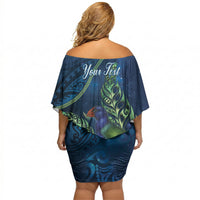 New Zealand Takahe Personalised Off Shoulder Short Dress Silver Fern Galaxy Polynesian Pattern LT22 - Polynesian Pride