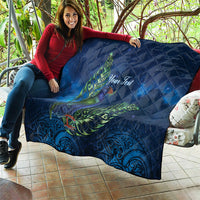 New Zealand Takahe Personalised Quilt Silver Fern Galaxy Polynesian Pattern