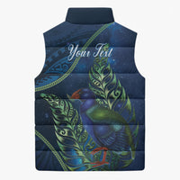 New Zealand Takahe Personalised Sleeveless Puffer Jacket Silver Fern Galaxy Polynesian Pattern LT22 - Polynesian Pride