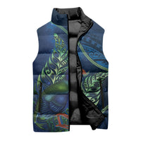 New Zealand Takahe Personalised Sleeveless Puffer Jacket Silver Fern Galaxy Polynesian Pattern LT22 - Polynesian Pride