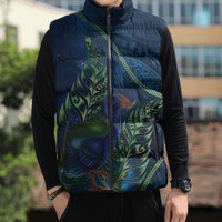 New Zealand Takahe Personalised Sleeveless Puffer Jacket Silver Fern Galaxy Polynesian Pattern LT22 - Polynesian Pride