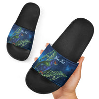 New Zealand Takahe Personalised Slide Sandals Silver Fern Galaxy Polynesian Pattern LT22 - Polynesian Pride