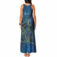 New Zealand Takahe Personalised Tank Maxi Dress Silver Fern Galaxy Polynesian Pattern LT22 - Polynesian Pride