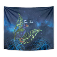 New Zealand Takahe Personalised Tapestry Silver Fern Galaxy Polynesian Pattern
