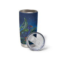 New Zealand Takahe Personalised Tumbler Cup Silver Fern Galaxy Polynesian Pattern