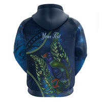 New Zealand Takahe Personalised Zip Hoodie Silver Fern Galaxy Polynesian Pattern LT22 - Polynesian Pride