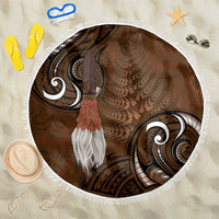 New Zealand Taiaha Beach Blanket Maori Weapon Silver Fern Maori Pattern