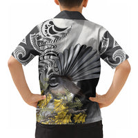 New Zealand Fantail Bird Hawaiian Shirt Maori Piwakawaka Kowhai Maori Pattern LT22 - Polynesian Pride