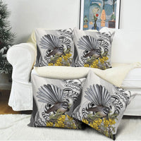 New Zealand Fantail Bird Pillow Cover Maori Piwakawaka Kowhai Maori Pattern