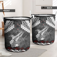 New Zealand Weka Personalised Laundry Basket Aotearoa Hen Silver Fern Maori Pattern