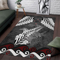 New Zealand Weka Personalised Area Rug Aotearoa Hen Silver Fern Maori Pattern
