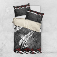 New Zealand Weka Personalised Bedding Set Aotearoa Hen Silver Fern Maori Pattern LT22 US Twin 172cm x 218cm Black - Polynesian Pride