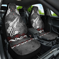 New Zealand Weka Personalised Car Seat Cover Aotearoa Hen Silver Fern Maori Pattern LT22 One Size Black - Polynesian Pride