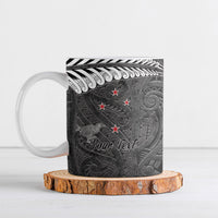 New Zealand Weka Personalised Ceramic Mug Aotearoa Hen Silver Fern Maori Pattern LT22 Black - Polynesian Pride