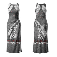 New Zealand Weka Personalised Couples Matching Tank Maxi Dress and Hawaiian Shirt Aotearoa Hen Silver Fern Maori Pattern LT22 - Polynesian Pride