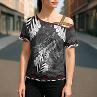 New Zealand Weka Personalised Cross Shoulder Shirt Aotearoa Hen Silver Fern Maori Pattern LT22 - Polynesian Pride