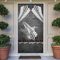 New Zealand Weka Personalised Door Cover Aotearoa Hen Silver Fern Maori Pattern LT22 Black - Polynesian Pride