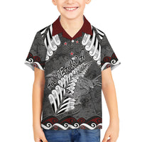 New Zealand Weka Personalised Kid Hawaiian Shirt Aotearoa Hen Silver Fern Maori Pattern