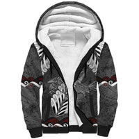 New Zealand Weka Personalised Sherpa Hoodie Aotearoa Hen Silver Fern Maori Pattern